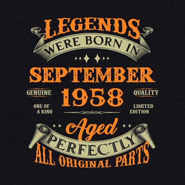 65th Birthday Gift Legends Born In September 1958 65 Years Old by super soul